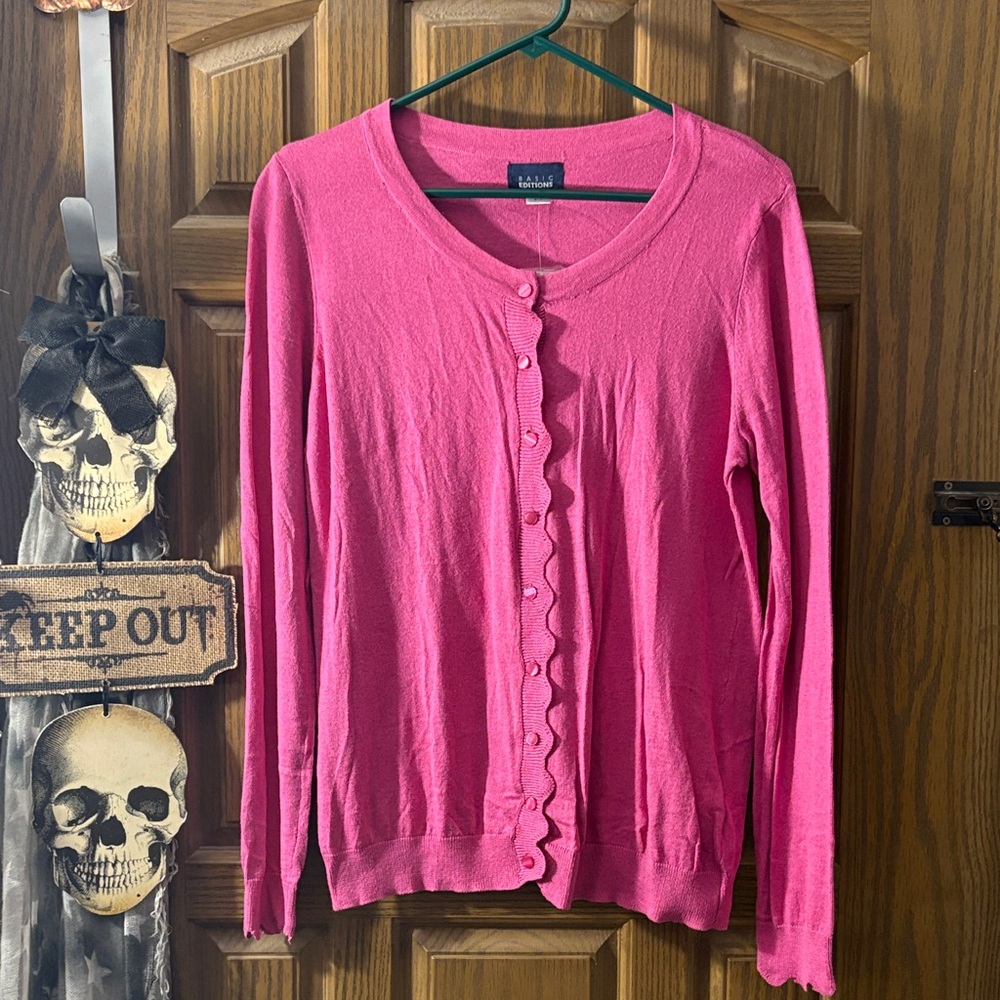 Vintage Basic Editions Pink Button Up Sweater